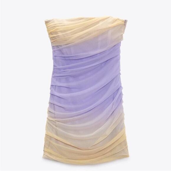 Zara STRAPLESS TULLE DRESS Size Extra Large XL - Picture 11 of 16